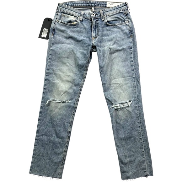 Rag & Bone Dre Low Rise Slim Boyfriend Jeans Stella Distressed Size 25 NEW NWT - Picture 1 of 7